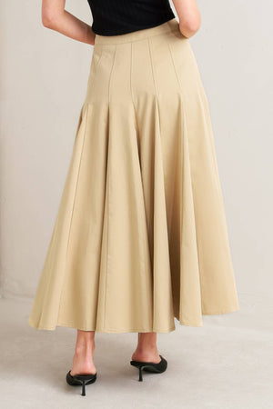 PALE FRAME WOVEN TAUPE CIRCLE SKIRT