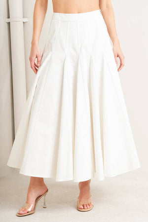 PALE FRAME WHITE WOVEN CIRCLE SKIRT