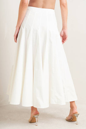 PALE FRAME WHITE WOVEN CIRCLE SKIRT