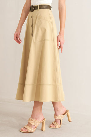 SAND BREEZE WOVEN MIDI SKIRT