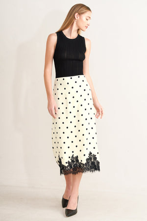 PARIS POLKA WOVEN MIDI PENCIL SKIRT