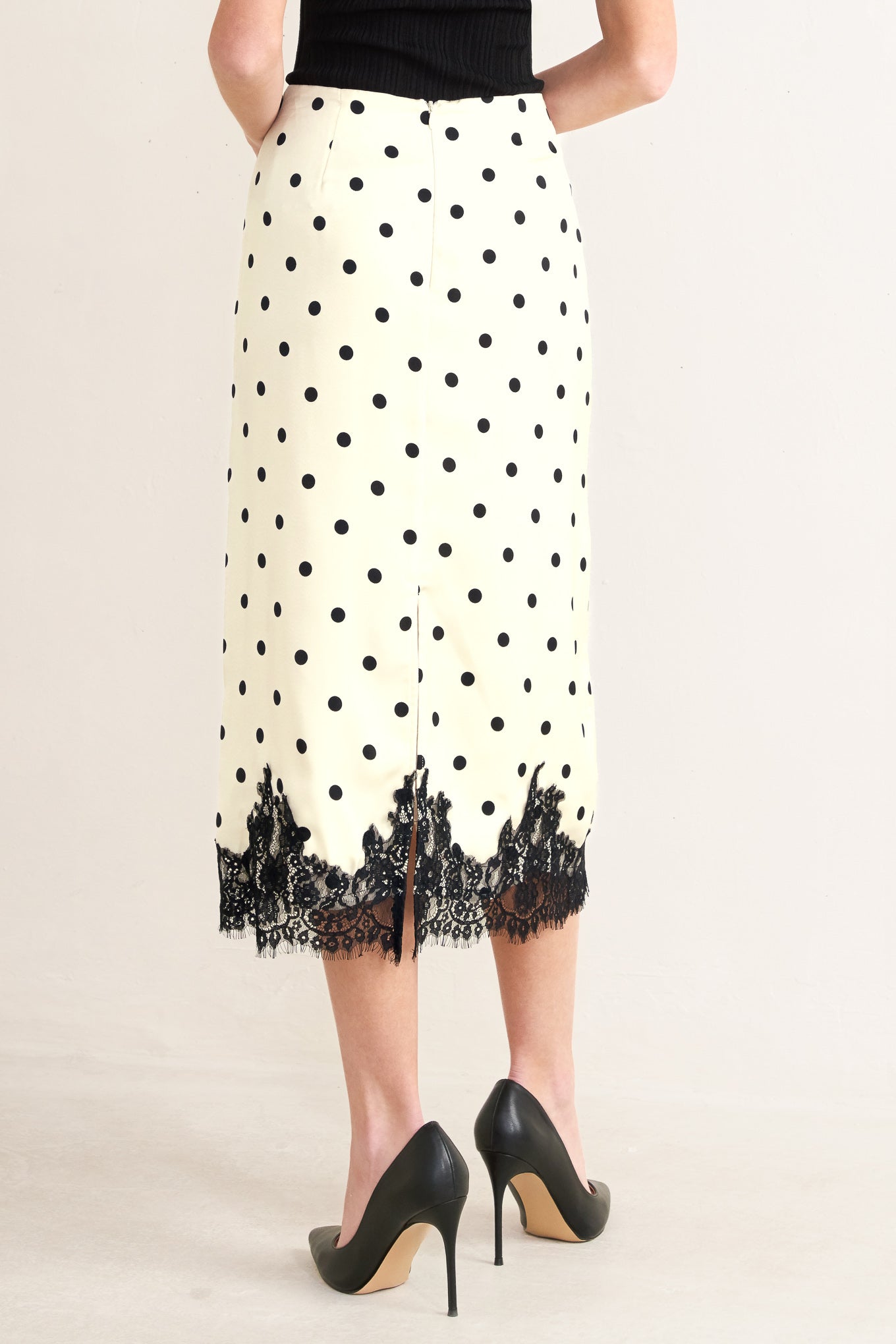 PARIS POLKA WOVEN MIDI PENCIL SKIRT