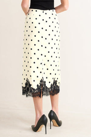 PARIS POLKA WOVEN MIDI PENCIL SKIRT
