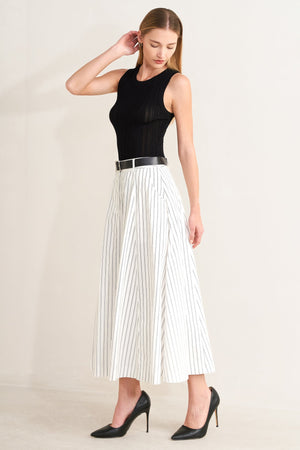 UPTOWN STRIPE WOVEN MDI CIRCLE SKIRT