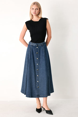 SWEET TALKER DENIM CIRCLE MIDI SKIRT