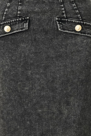 STONEWASHED DENIM MIDI PENCIL SKIRT