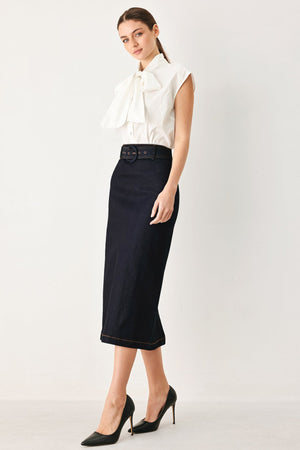 CLASSIC DENIM OFFICE MINI PENCIL SKIRT