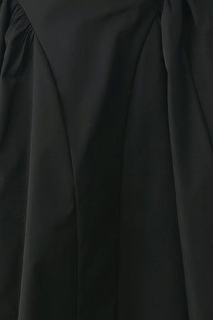 SCULPTED NOIR SHIRRED MIDI SKIRT
