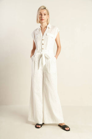 KNOW BETTER WOVEN EYELET JUMPSUIT