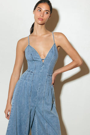 EASED LINE LIGHT DENIM JUMPSUIT
