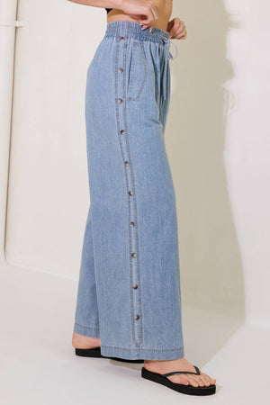 Riverside Sips Light Indigo Chambray Pants