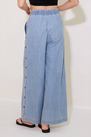 Riverside Sips Light Indigo Chambray Pants