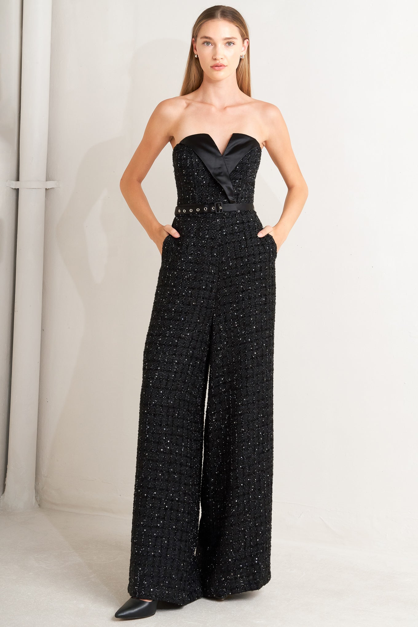 SPARK NOIR TWEED JUMPSUIT