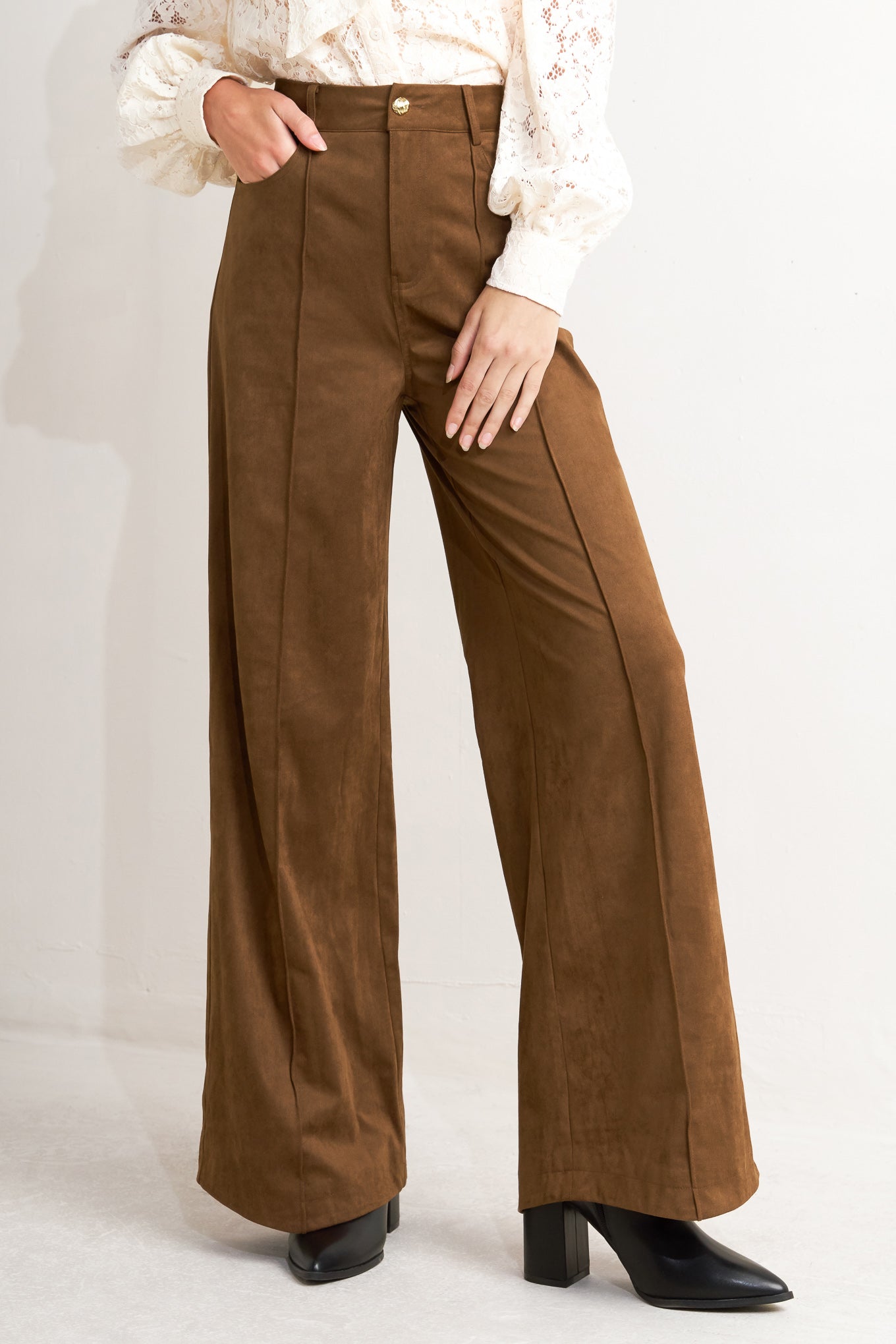 BROWN SUGAR FAUX SUEDE PANTS
