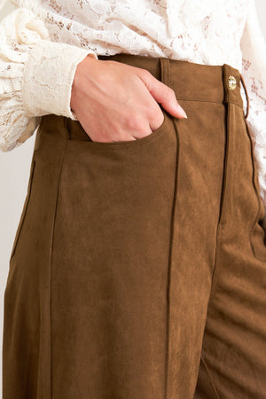 BROWN SUGAR FAUX SUEDE PANTS