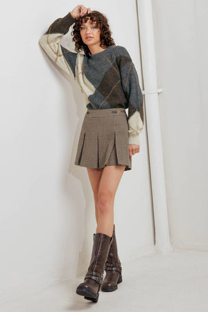 CHECK ATTITUDE WOVEN WOOLEN SKORT