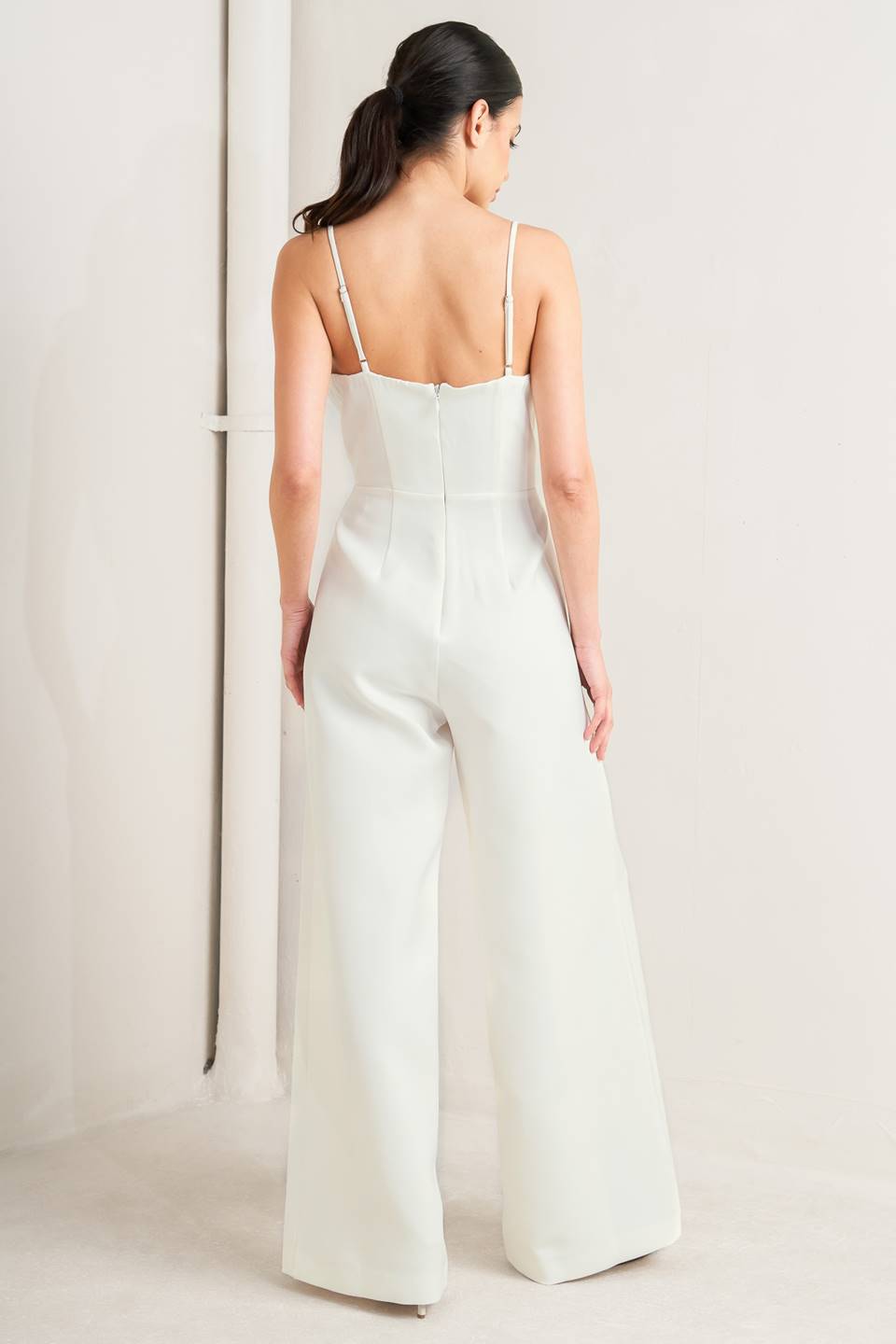 Pristine Edge Off White Woven Jumpsuit - Knitted Belle Boutique