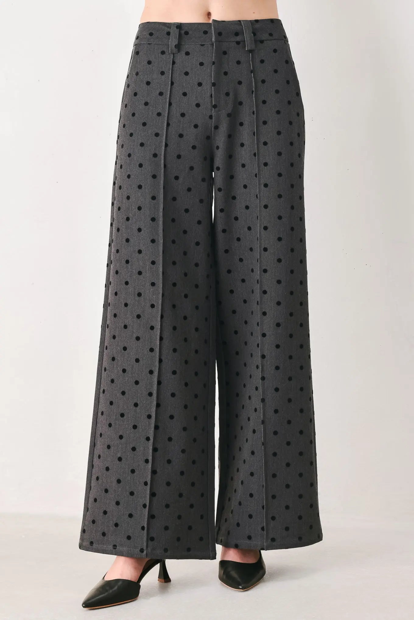 CHARCOAL DOT CHARCOAL WIDE-LEG PANTS