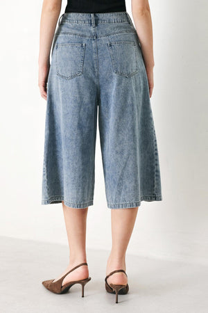 SKY CHARMER DENIM CULOTTE PANTS
