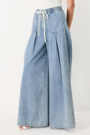 CLOUD WASH PALAZZO DENIM PANTS