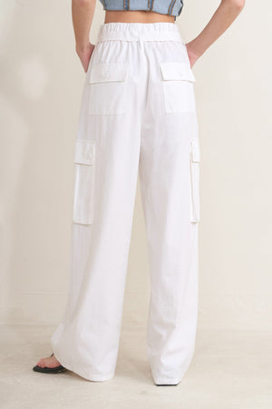 White Drift Woven Cargo Pants