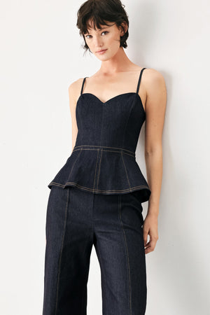 MIDNIGHT RIVIERA DENIM JUMPSUIT