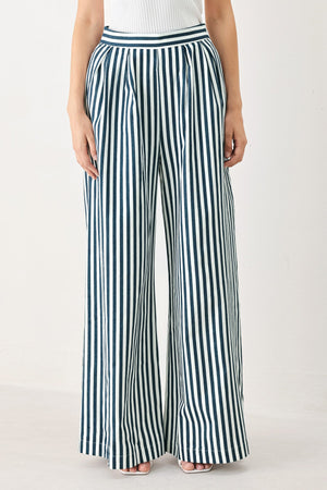 PORTSIDE STRIPE WOVEN WIDE LEG PANTS
