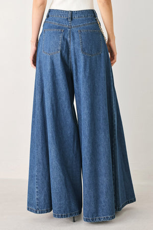 STATEMENT BLUE WIDE LEG DENIM PANTS