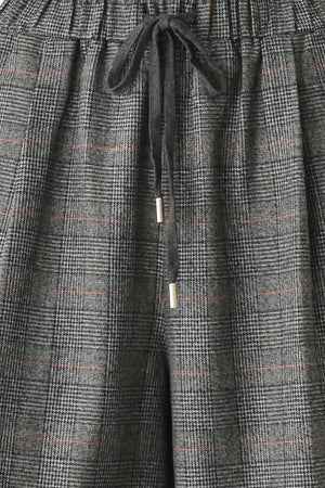OFF THE CLOCK PLAID DRAWSTRING WIDE LEG PANTS
