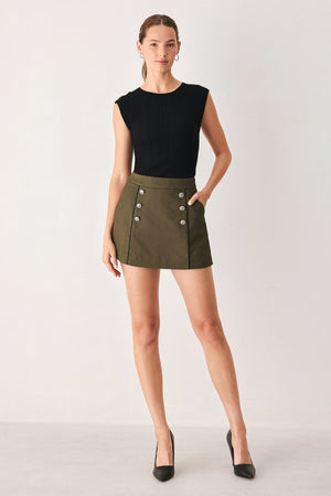 RANGER GREEN TAILORED WOVEN SKORT