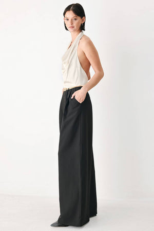 BLACK & CREAM POISE WOVEN JUMPSUIT