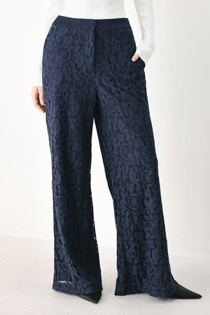 MIDNIGHT PETAL FLOW WOVEN LACE PANTS