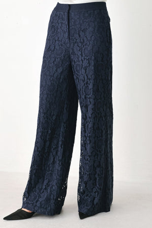MIDNIGHT PETAL FLOW WOVEN LACE PANTS