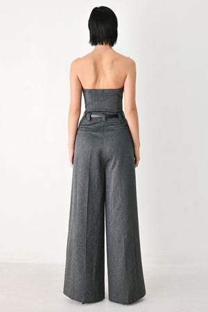 POWER HOUR STRAPLESS BELTED JUMPSUIT