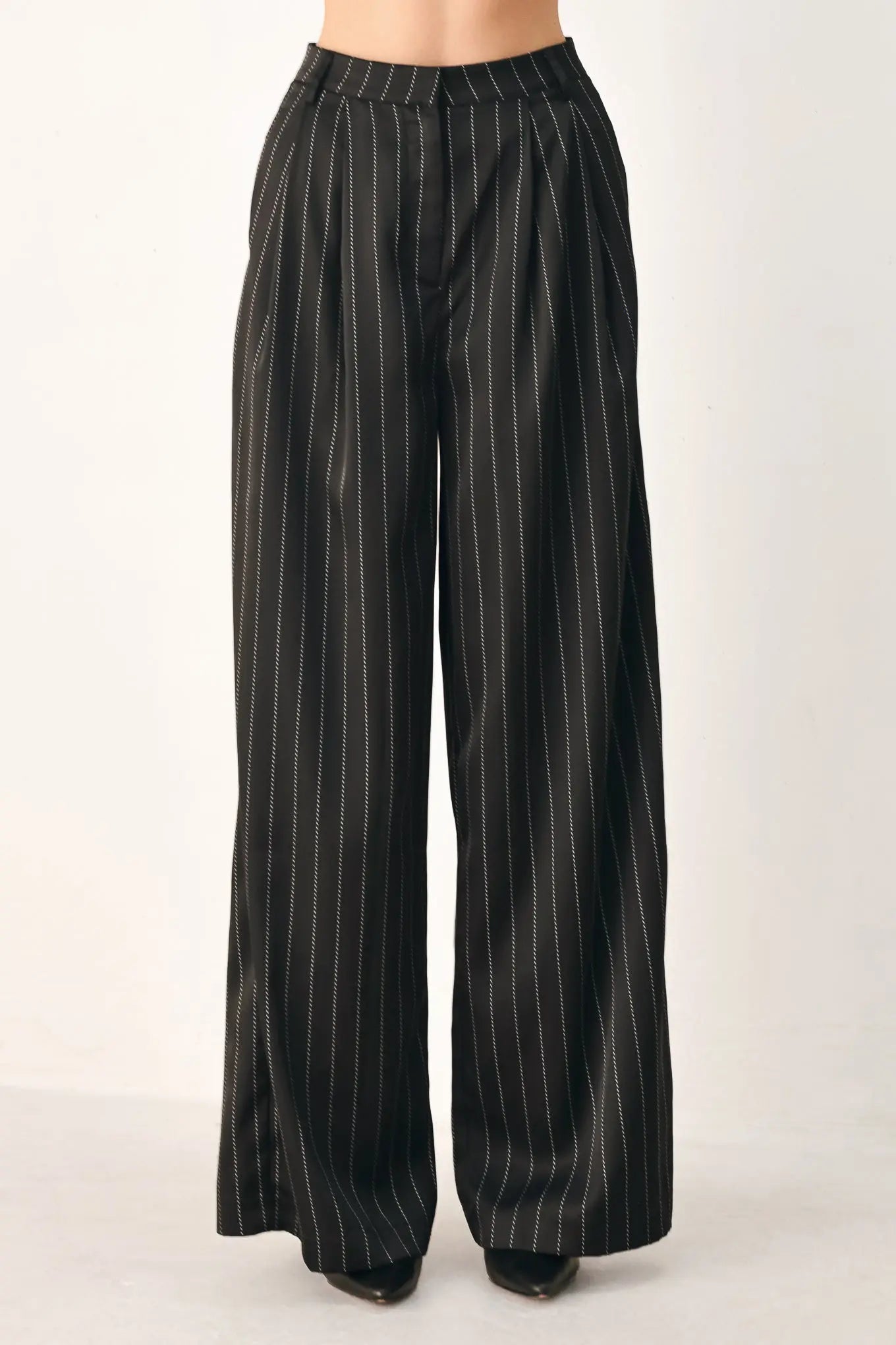 CITY AFTER DARK STRIPED WIDE LEG PANTS