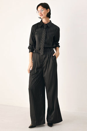 CITY AFTER DARK STRIPED WIDE LEG PANTS