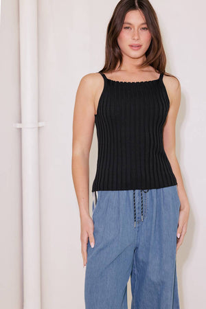 BIT OF SUNSHINE BLACK SWEATER KNIT TANK TOP