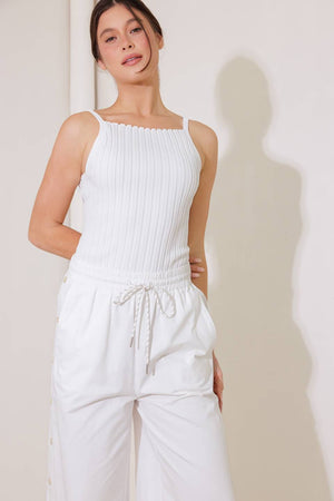 BIT OF SUNSHINE WHITE SWEATER KNIT TANK TOP