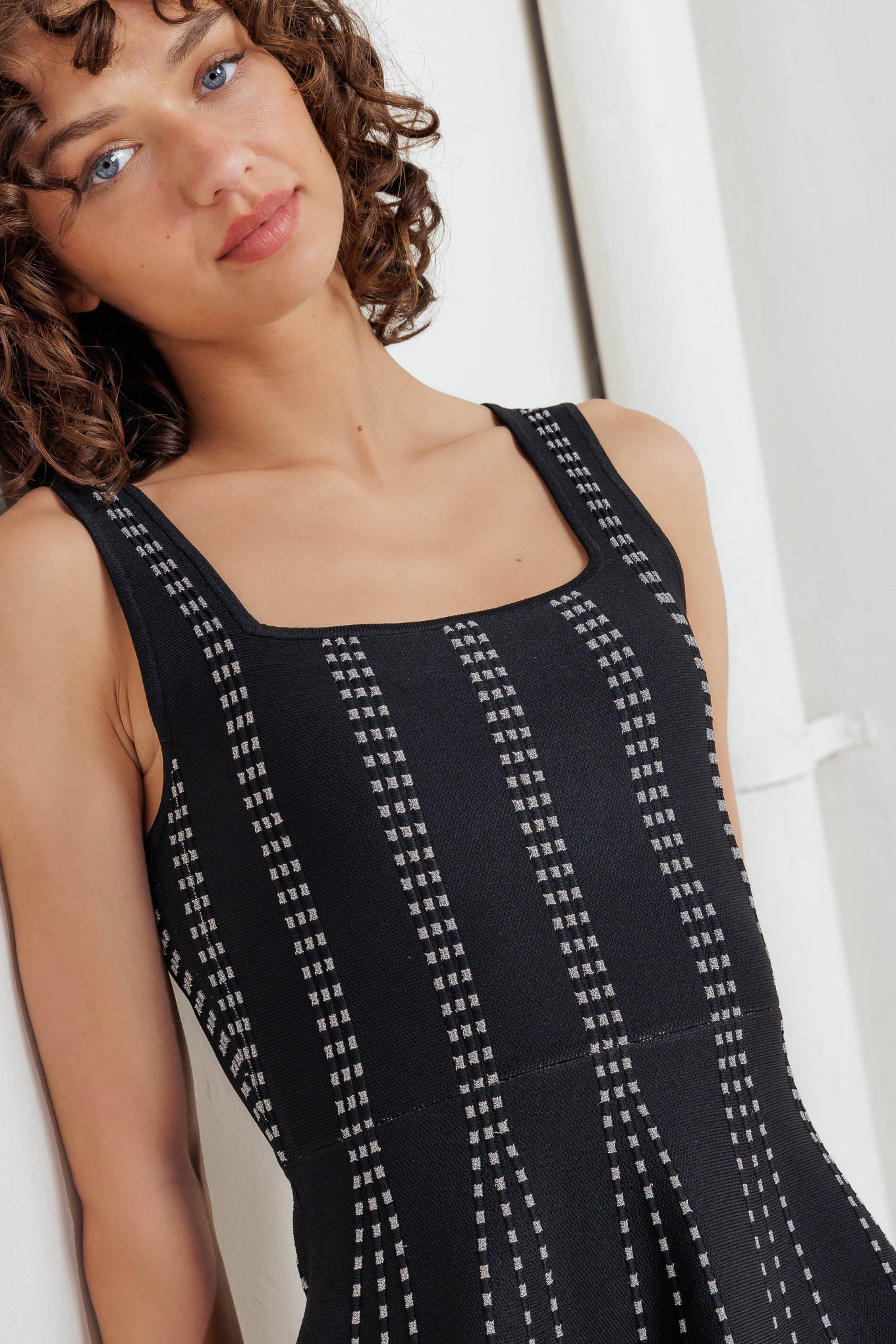 SUGAR STRIPE JACQUARD SWEATER MINI DRESS