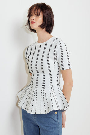 EVENING RUSTLE JACQUARD SWEATER TOP