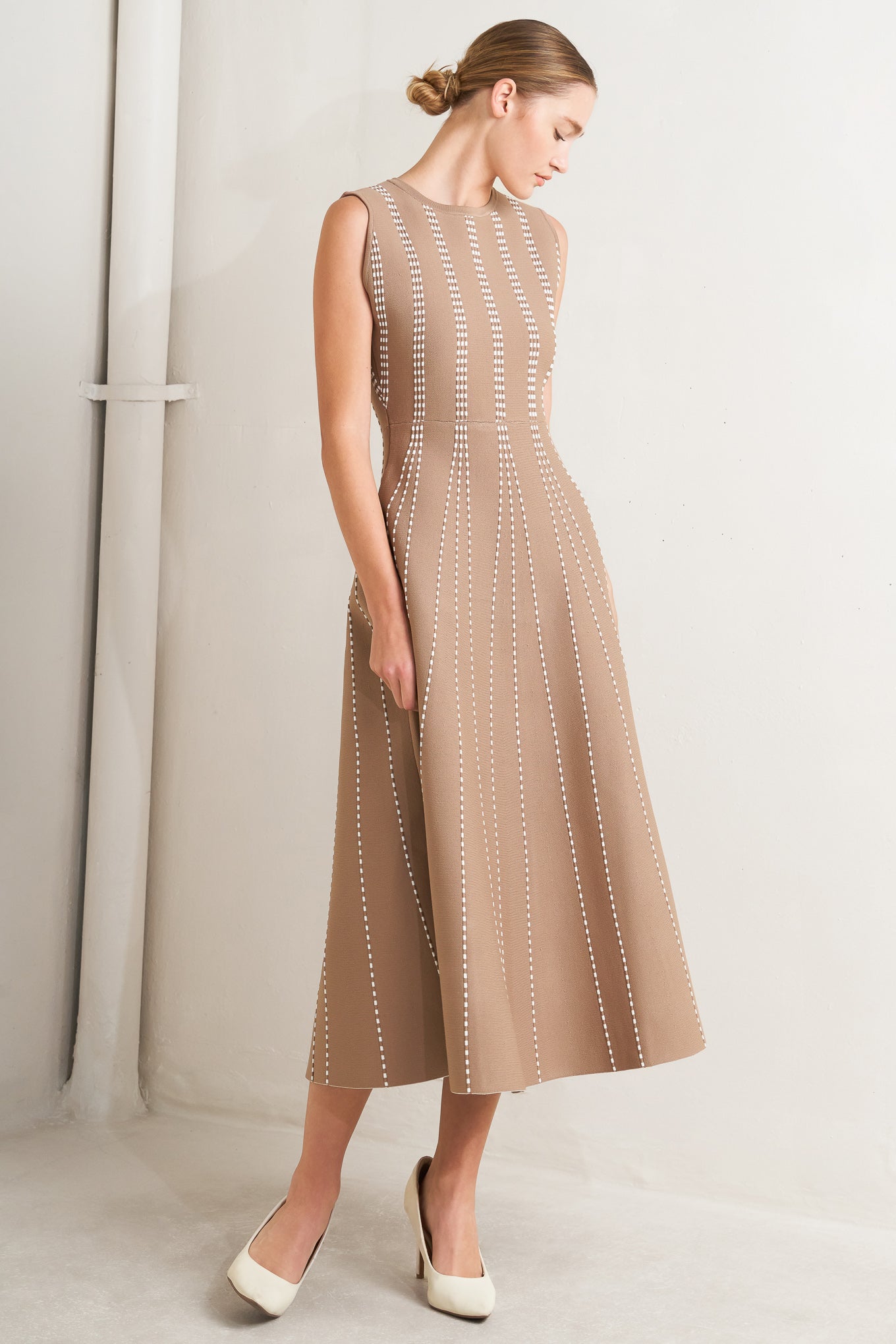 Perfectly Poised Jacquard Sweater Midi Dress WHITE/BLACK / S
