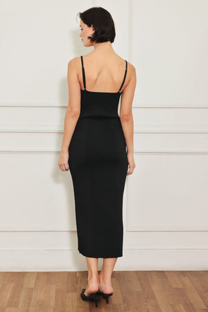 WESTERN EDGE BLACK SWEATER KNIT MIDI DRESS