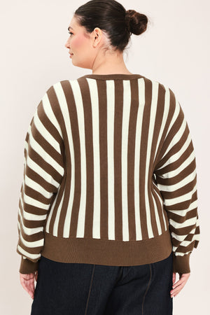 CAPPUCCINO VERTICAL STRIPE KNIT TOP