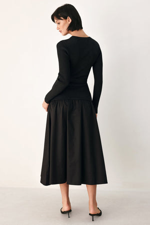 CITY AFTER DARK MIXED MEDIA MIDI DRESS
