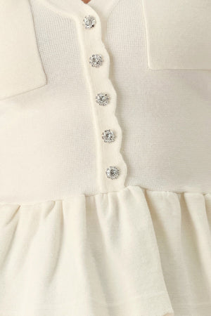 FROSTED CREAM POCKET-DETAIL SWEATER TOP