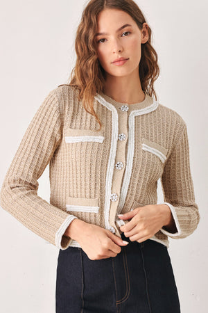 CAMELIA CONTRAST-BORDER CARDIGAN