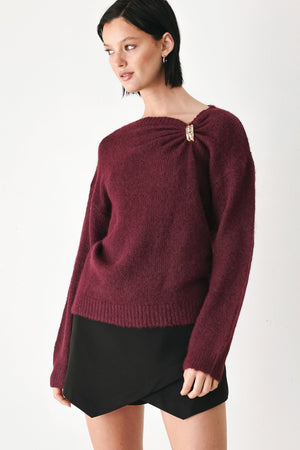 FIRESIDE CHARM CINCHED NECK SWEATER
