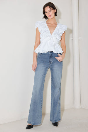 SCARLET COUNTRY GIRL WOVEN TOP