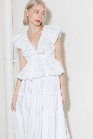 SLOW DOWN IN WHITE WOVEN TOP