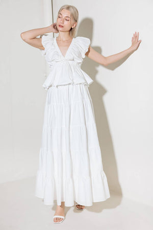 SLOW DOWN IN WHITE WOVEN TOP